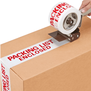 PrePrinted Tape, "PACKING LIST ENCLOSED" (2" x 2 mil x 110yd)