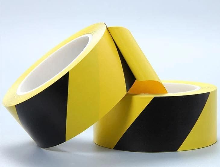 Floor Marking Tape, Black/Yellow (2" x 5 mil x 110 yd)